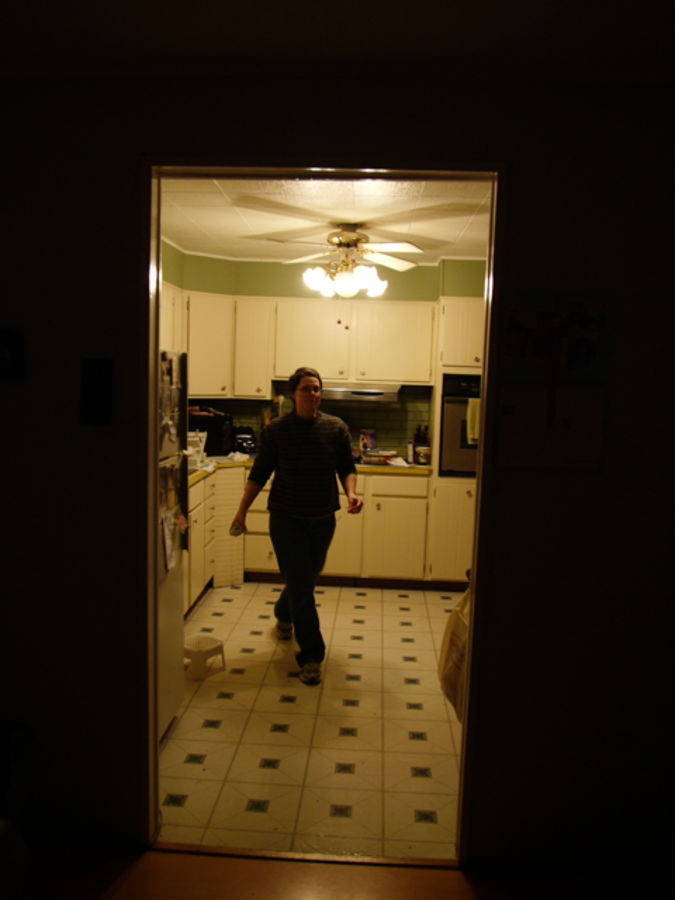 Stephanie in her father's kitchen