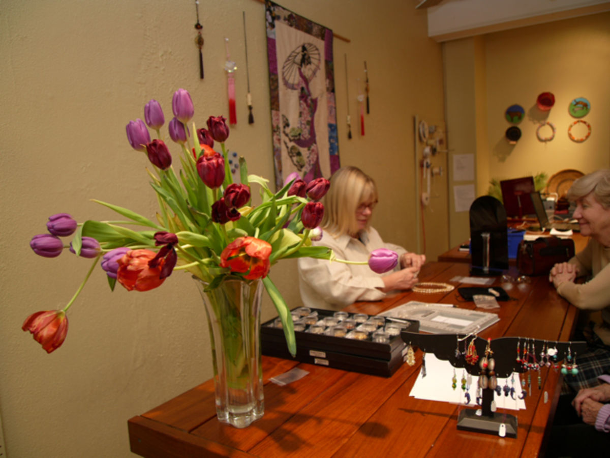 Deb at the bead shop